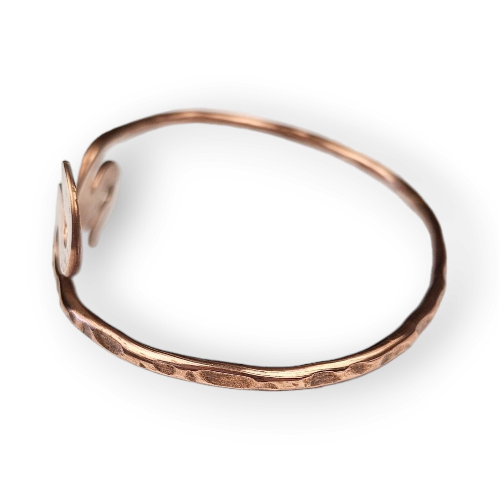 Hammered Solid Copper Cuff Bracelet Wire Twist Op… - image 3