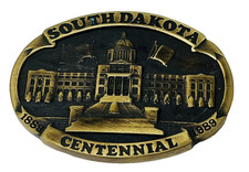 1989 South Dakota Centennial Limited Edition Spec Cast Belt Buckle SD Vintage