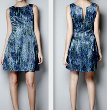 ZARA TULIP DRESS PRINTED SLEEVELESS SATIN DRESS WITH ZIP  size M NEW