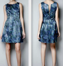 ZARA TULIP DRESS PRINTED SLEEVELESS SATIN DRESS WITH ZIP  size M NEW