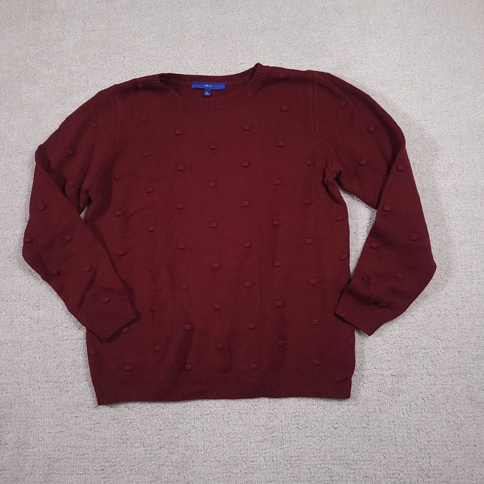 Apt. 9 Sweater Women's Large Burgundy Long Sleeve Crewneck - Image 2 of 4