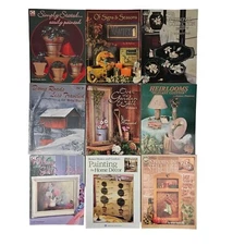 9 Vintage Tole Painting & Craft Books Folk Art Holiday Country Patterns 90s
