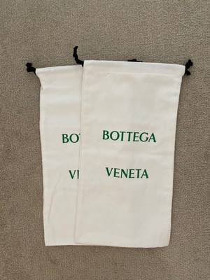 Bottega Veneta 2 Baumwolle Flanell Staubstiefel Taschen weiß Logo L41 x B22 cm NEU