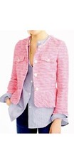 J Crew Tweed Pink Salmon Ivory Jacket Size 10