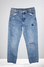 Zara Boys Straight Fit Jeans 11-12 Distressed Denim Adjustable Waist Light Wash