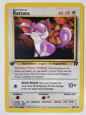 1ST EDITION Rattata 66/82 NM / M - Team Rocket Pokemon Card