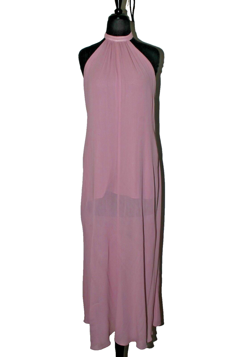 Reformation Halter Neck Dress Lavender Pink Maxi See Through size XS/S |  eBay