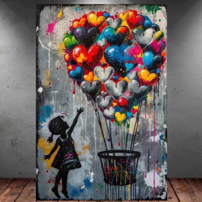 LEINWAND BILD ER XXL ABSTRAKT BANKSY LOST BALLOON GIRL GRAFFITI WAND POSTER P605