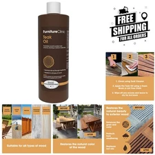 Teak Oil 17oz - Protect & Restore Indoor/Outdoor Wood to Natural Beauty