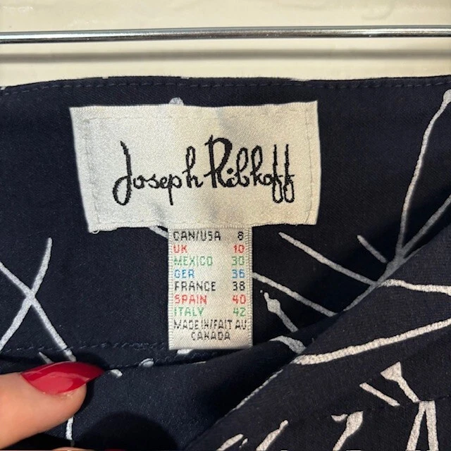 Pantalones Joseph Ribkoff para mujer 8 tirones elásticos negros estampados arte 28" Foto 3 de 4