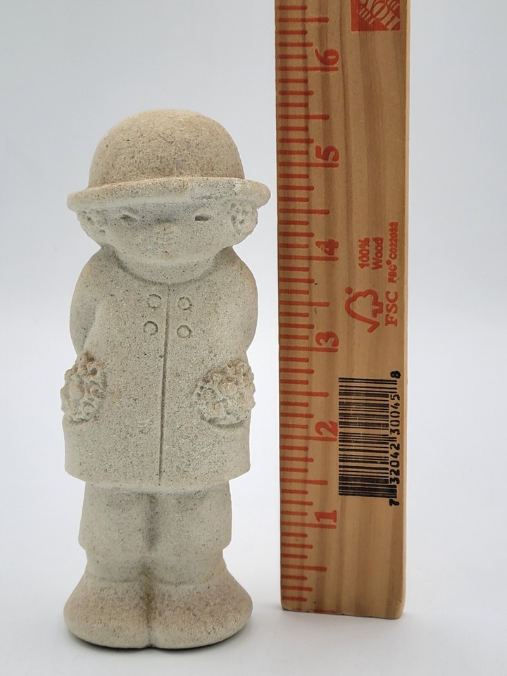 Marbell Stone Art BOY WITH FLOWERS Sculpture Belgium Figure StoneArt