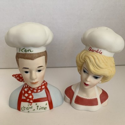 Enesco Barbie and Ken Ceramic Salt & Pepper Shakers with Box