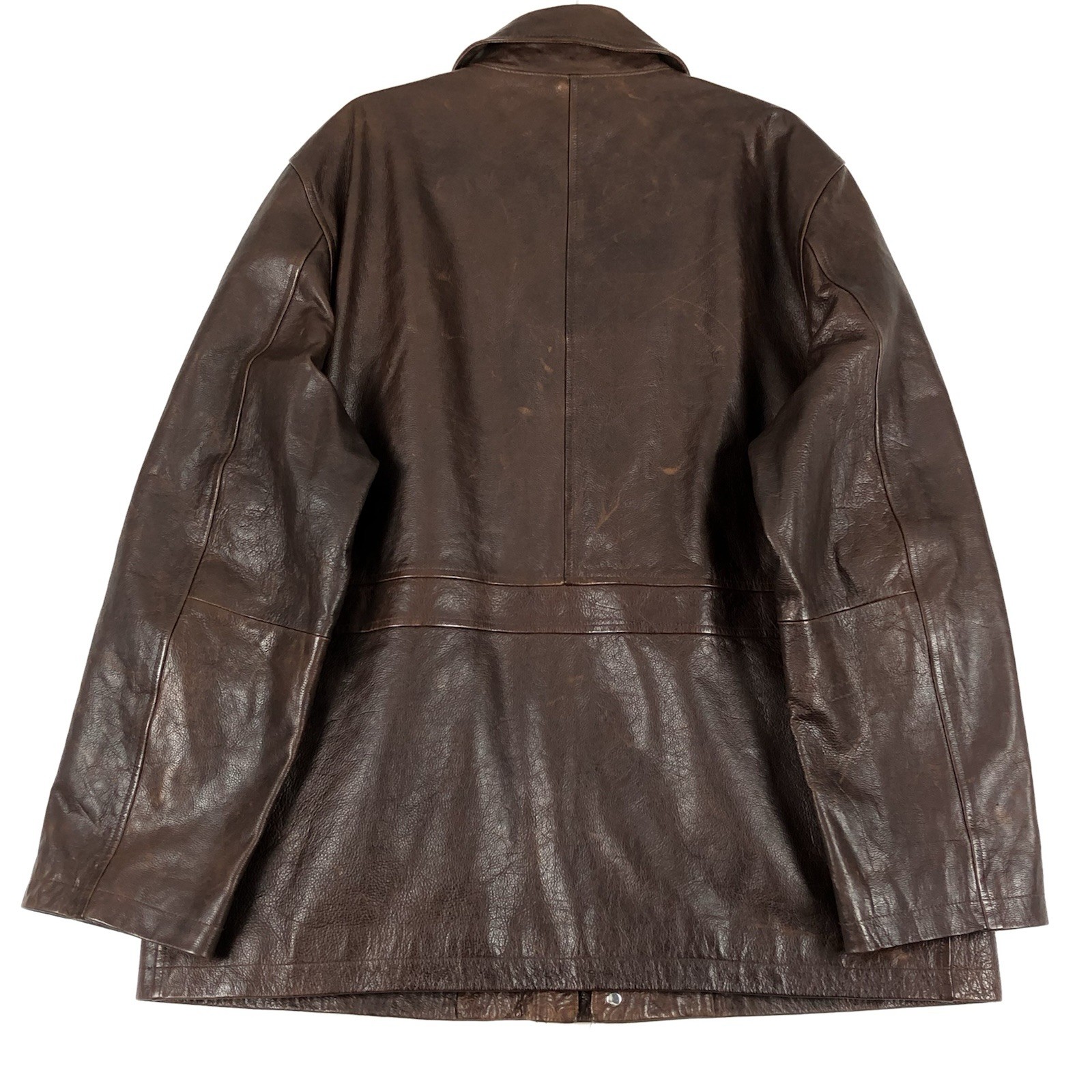 Vintage Filson Leather Jacket Mens XL Dark Brown Cotton Lined Overcoat EX COND image 9