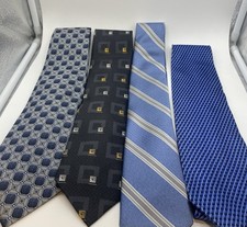 Stafford Valentino Rudy Broletto Reaction Men's Silk Ties Lot 4 Blue Black Gray