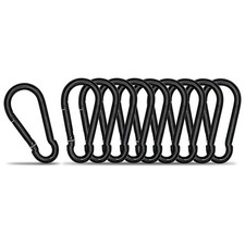 Small Carabiner Clip Hook 1.57 inch 10 pcs Black Heavy Duty Spring Snap Hook Key