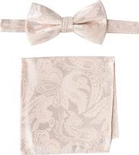 mens Classic Pretied Bow Tie With Pocket Square