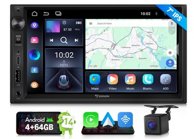 7'' IPS Doppel DIN Android Auto 14 4+64GB Autoradio CarPlay GPS Navi WIFI DSP RDS