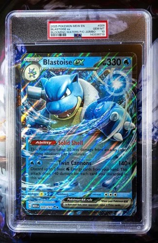 2025 POKEMON 151 BLOOMING WATERS PREMIUM COLLECTION-JUMBO #009 BLASTOISE PSA 10