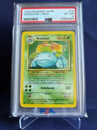Pokémon Venusaur 1999 Base Set Holo PSA 4 #15 WOTC Vintage