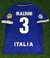 Maldini 3 Italy Jersey 1996 Size XL Retro Football Vintage Home Soccer Blue