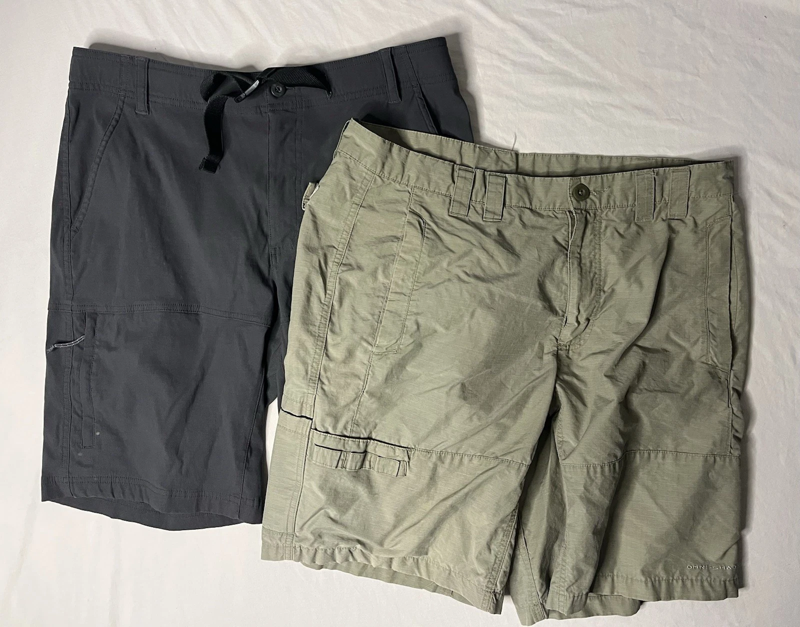 Columbia PFG Chino Shorts Lot X2 Men’s 34 Beige & Gray Pockets Outdoors Hiking
