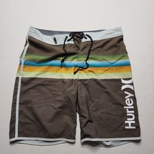 Hurley Board Shorts Swim Trunks Unlined Men Size 30 Brown R3