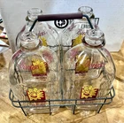 4 Vintage Borden’s 1/2 Gall Glass Milk Bottle Jug ELSIE Deposit Bottle & Carrier
