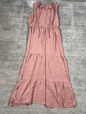 Kirundo Dress Womens Medium Pink Maxi Tiered Sleeveless Viscose Boho Sundress