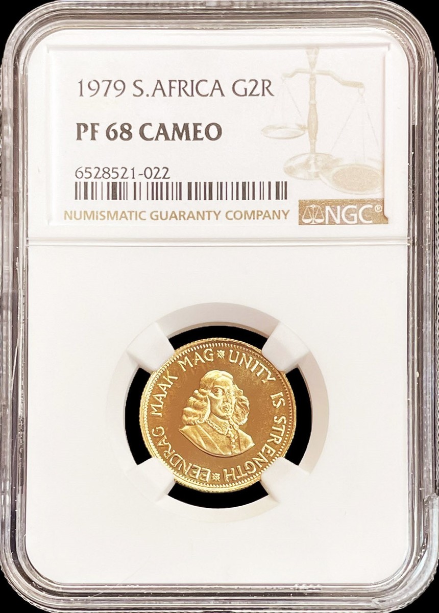 1979 GOLD SOUTH AFRICA 2 RAND VAN RIEBEECK COIN NGC PROOF 68 CAMEO