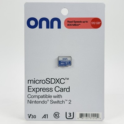 ONN 512GB microSD Express Card for Nintendo Switch 2 Up to 800MB/s NEW