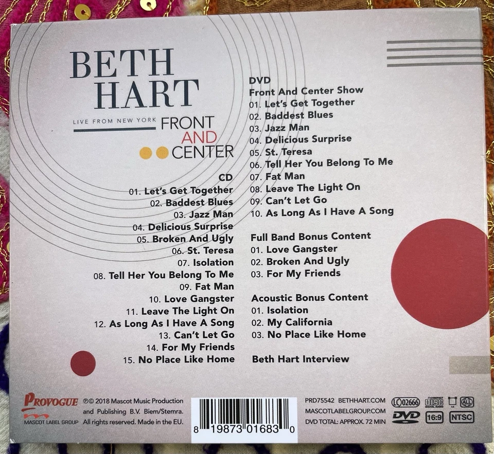 BETH HART - Front And Center (Live From New York) CD&DVD Album - Bild 2 von 2