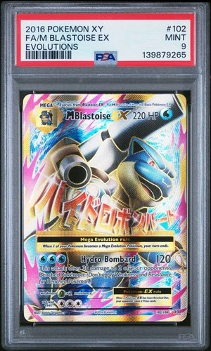 PSA 9 M Blastoise EX (Full Art) 102/108 Evolutions Holo Pokemon