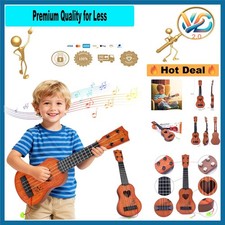 Kids Ukulele Toy Mini Brown Plastic Musical Instrument for Children