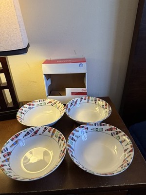 Set of 4 Coca Cola ''Flavor Blast'' Gibson Coke Tab Fanta Sprite Cereal Soup Bowls