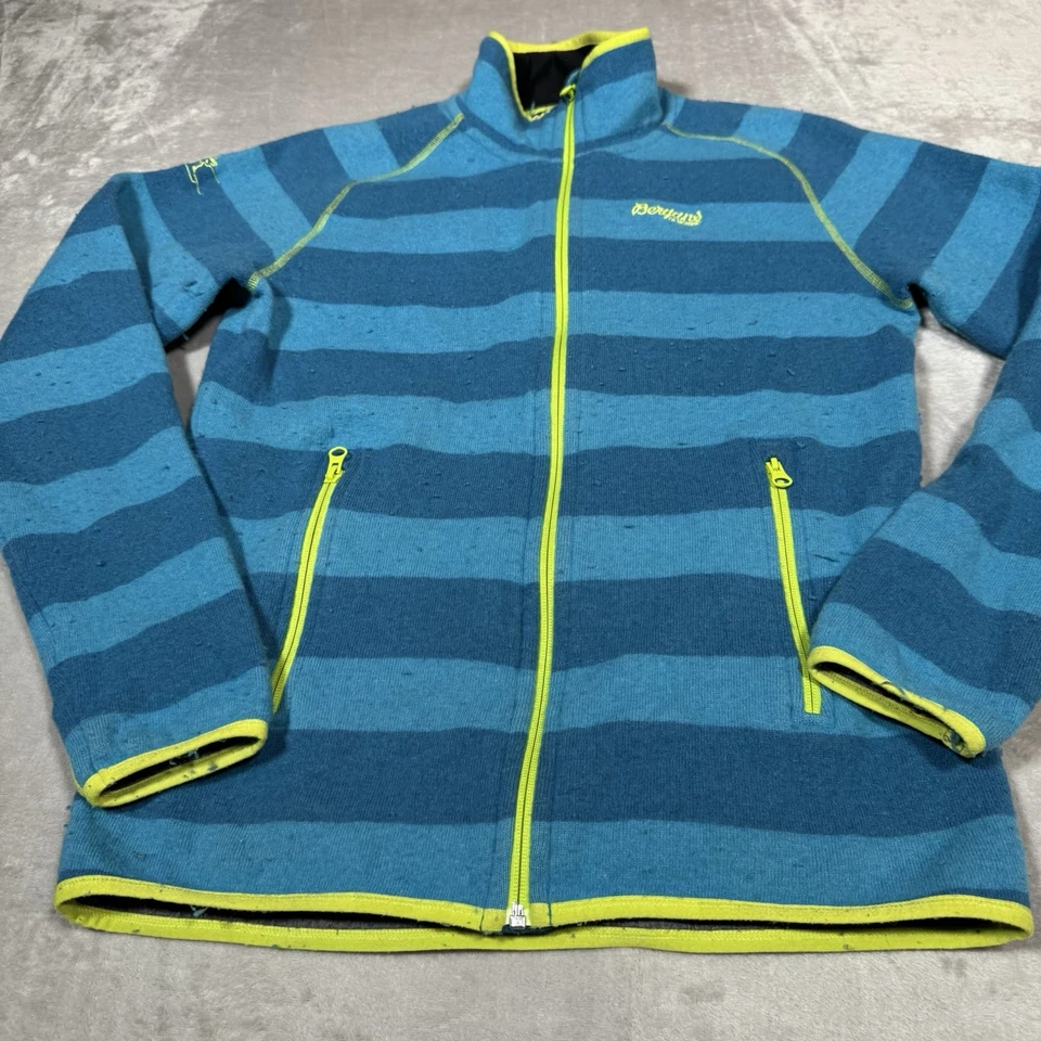 BERGANS OF NORWAY Jacket Mens Medium Blue Full Zip Wool Blend Perkium JKT - Image 3 of 4