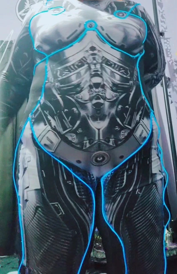 Disfraz Shein SXY Talla Grande XL Para Mujer Halloween Armadura Metálica Estampado-Hágalo Usted Mismo Tron Foto 4 de 4