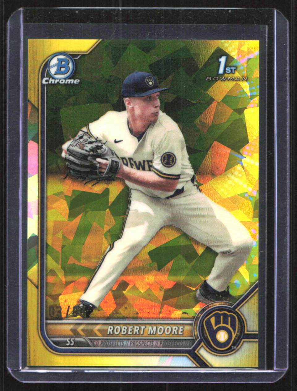 2022 Bowman Chrome Sapphire Robert Moore Gold Refractor /50 Brewers