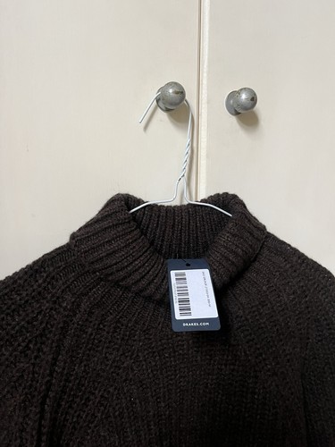 Drake’s Lambswool Submariner maglia girocollo a costine marrone nuova taglia media - Foto 3 di 5