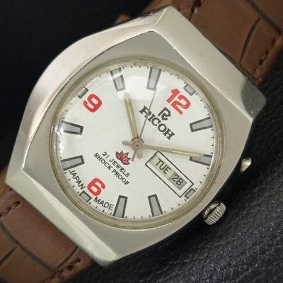 VINTAGE RICOH R31 AUTOMATIK JAPAN HERREN WEISSES ZIFFERBLATT UHR a707630-2
