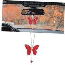 Bling Butterfly Diamond Car Accessories, Crystal Car Rear View Mirror Red