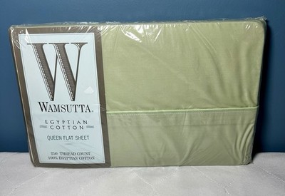 Wamsutta 250 Thread Count Egyptian Cotton Queen Flat Sheet  Lands  Sage Green