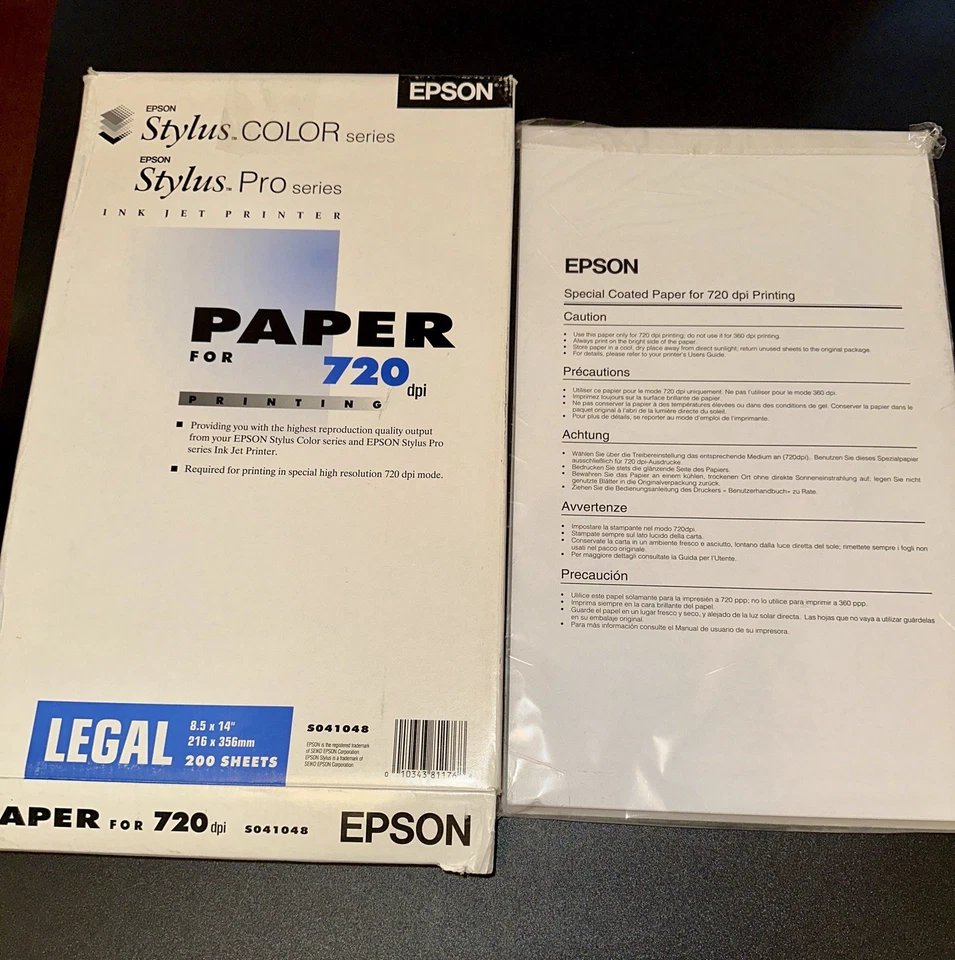 Epson Stylus Color, Pro S041067 Ink Jet Paper for 720 dpi Legal 8.5x14 100 Sheet - Image 3 of 4