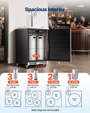 New Beer Kegerator, Triple Tap Commercial Draft Beer Dispenser New D system, Fu