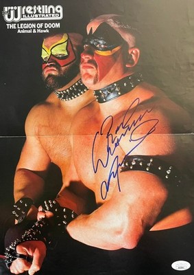 PRO WRESTLING ILLUSTRATED POSTER* ROAD WARRIOR ANIMAL SIGNED 11X15