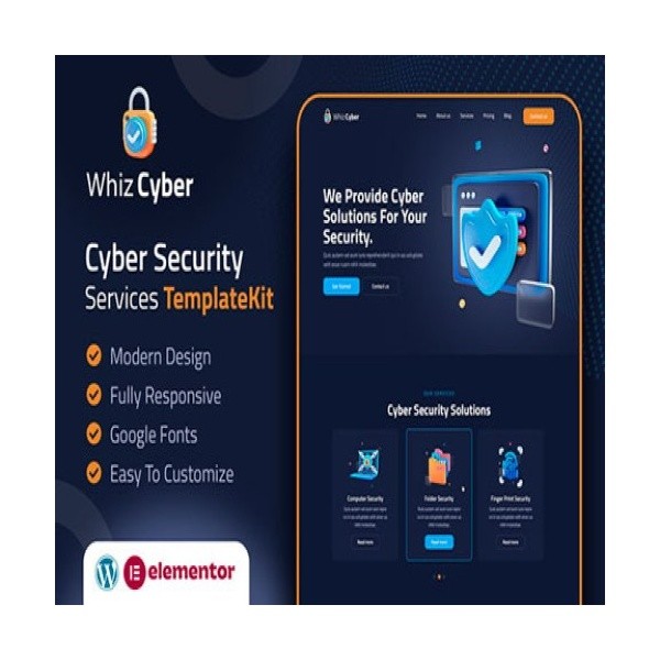 ⭐ WhizCyber – Cyber Security Elementor Template Kit ✅ GPL - Multi-sitios | Ac...