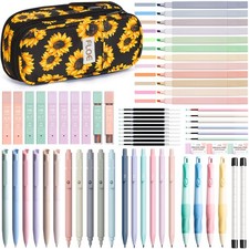 65 PCS Aesthetic School Supplies with Pencil Case Highlighters Gel Pens