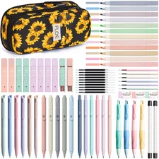 65 PCS Aesthetic School Supplies with Pencil Case Highlighters Gel Pens