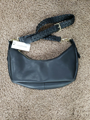 Jules Kae Zola Half Moon Vegan Leather Bag Black Shoulder Crossover