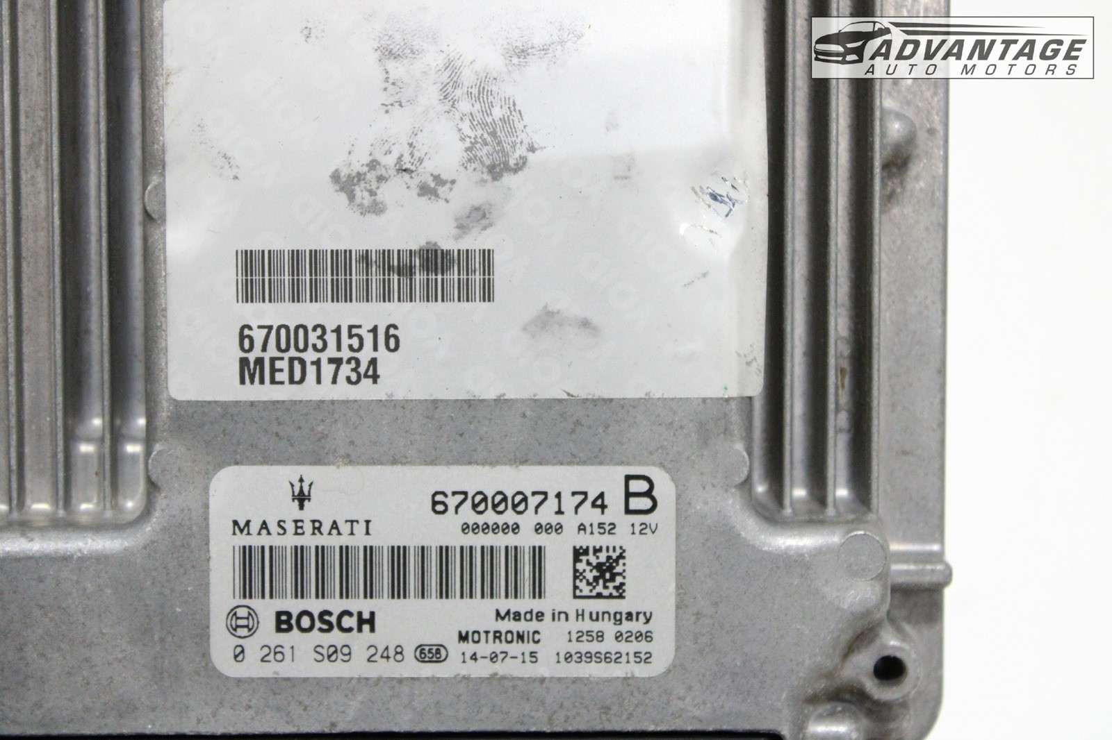 2014-2017 MASERATI QUATTROPORTE 3.0L ECM ENGINE COMPUTER CONTROL MODULE UNIT OEM