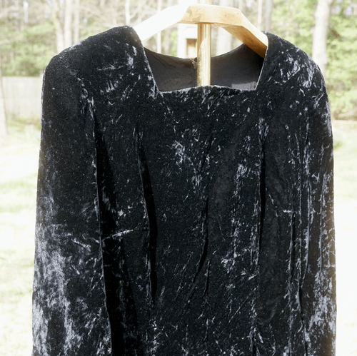 Vintage 90s Santa Fe Black Crushed Velvet Pencil Dress - 第 3/5 張圖片